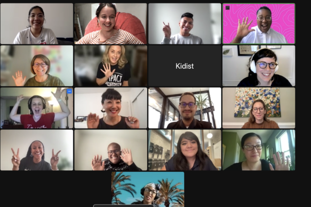 Image of a group video call with students