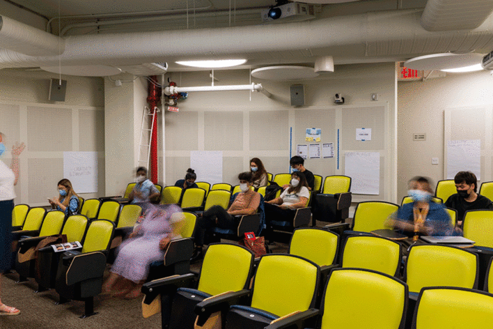 Gif featuring DSI Auditorium during Global Guest Lecture class