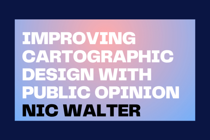White & Black text over a rainbow color background with a dark blue border