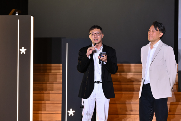 Hao Jie Sim (MFA DSI '26) speaking at Singapore President's Design Awards.