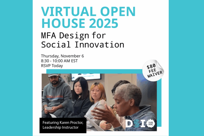 Teal background with image of instructor speaking