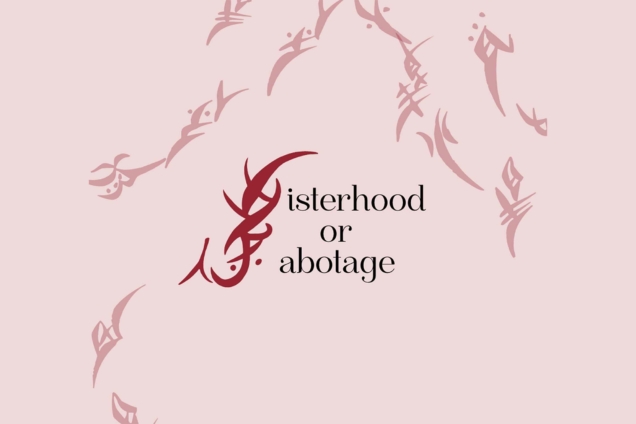 Sisterhood or Sabotage in red letters on a pink background.